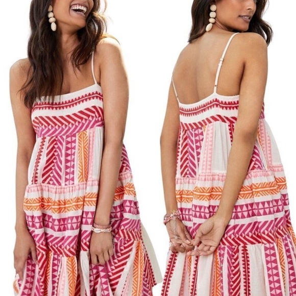 Devotion TWINS - Pink & Orange Geometric Patterned Dress - Picture 1 of 10